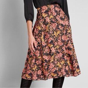 ModCloth Size 8 Floral Chain Horse Print Pleated Midi Skirt NWT